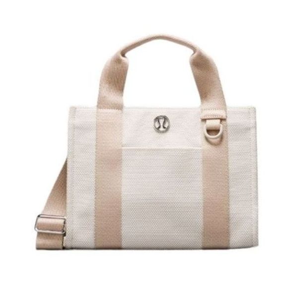 lululemon athletica Handbags - Lululemon Two Tone Canvas Tote Mini Bag ~ 4.5L ~ Mojave Tan/Light Ivory